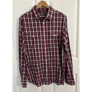 Woolrich red plaid cotton button down shirt woven men's Size M